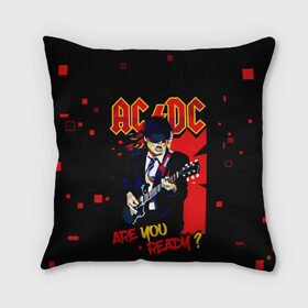 Подушка 3D с принтом ARE YOU REDY? AC/DC в Новосибирске, наволочка – 100% полиэстер, наполнитель – холлофайбер (легкий наполнитель, не вызывает аллергию). | состоит из подушки и наволочки. Наволочка на молнии, легко снимается для стирки | ac dc | acdc | acdc ас дс | angus | back in black | highway to hell | mckinnon | you | австралийская | ангус янг | ас дс | асдс | блюз | в форме | гитара | группа | крис слэйд | метал | молния | музыка | певец | рок | рок н ролл | стиви янг