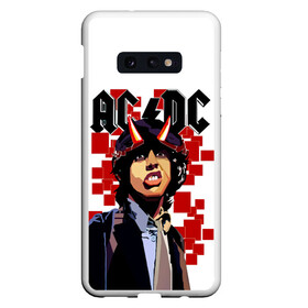 Чехол для Samsung S10E с принтом AC/DC Ангус Янг в Новосибирске, Силикон | Область печати: задняя сторона чехла, без боковых панелей | ac dc | acdc | acdc ас дс | angus | back in black | highway to hell | mckinnon | you | австралийская | ангус янг | ас дс | асдс | блюз | в форме | гитара | группа | крис слэйд | метал | молния | музыка | певец | рок | рок н ролл | стиви янг