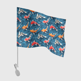 Флаг для автомобиля с принтом Японские карпы (кои) в Новосибирске, 100% полиэстер | Размер: 30*21 см | восточные карпы | восточные рыбки | западные карпы | западные рыбы | карпы | карпы кои | кои | морские жители | рыбы | рыбы паттерн | японские карпы | японские кои