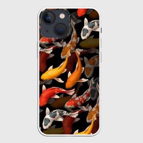 Чехол для iPhone 13 mini с принтом Карпы кои | Японские карпы в Новосибирске,  |  | восточные карпы | восточные рыбки | западные карпы | западные рыбы | карпы | карпы кои | кои | морские жители | рыбы | рыбы паттерн | японские карпы | японские кои