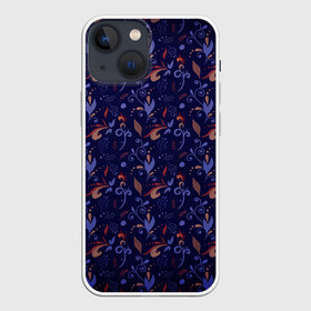 Чехол для iPhone 13 mini с принтом Абстрактный растительный узор в Новосибирске,  |  | абстракция | дудл | дудлинг | дудлы | завитки | завитушки | орнамент | растительный | узор | узорчик | хохлома | цветочный