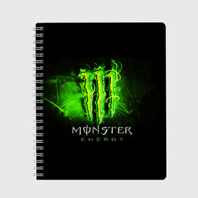 Тетрадь с принтом MONSTER ENERGY NEON | НЕОН в Новосибирске, 100% бумага | 48 листов, плотность листов — 60 г/м2, плотность картонной обложки — 250 г/м2. Листы скреплены сбоку удобной пружинной спиралью. Уголки страниц и обложки скругленные. Цвет линий — светло-серый
 | monster | monster energy | монстер | монстер енерджи | монстер енэрджи | монстер энерджи | неон | энергетик | энергетический напиток