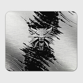Коврик для мышки прямоугольный с принтом THE WITCHER LOGO STEEL  в Новосибирске, натуральный каучук | размер 230 х 185 мм; запечатка лицевой стороны | the witcher | ведьмак | железо | зе витчер | игра | компьютерная игра | лого | логотип | сталь
