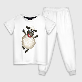 Детская пижама хлопок с принтом Милая овечка в Новосибирске, 100% хлопок |  брюки и футболка прямого кроя, без карманов, на брюках мягкая резинка на поясе и по низу штанин
 | барашек | животные | милая овца | овечка | овца