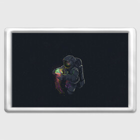 Магнит 45*70 с принтом Космическая медуза в Новосибирске, Пластик | Размер: 78*52 мм; Размер печати: 70*45 | Тематика изображения на принте: space | галактика | иллюстрация | космонавт | медуза