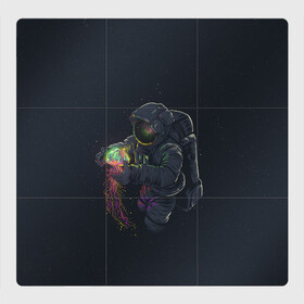Магнитный плакат 3Х3 с принтом Космическая медуза в Новосибирске, Полимерный материал с магнитным слоем | 9 деталей размером 9*9 см | Тематика изображения на принте: space | галактика | иллюстрация | космонавт | медуза