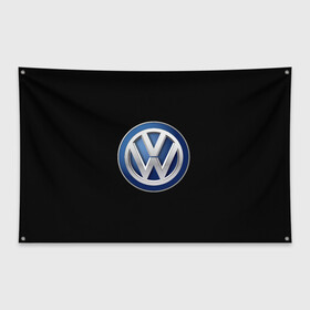 Флаг-баннер с принтом Volkswagen логотип в Новосибирске, 100% полиэстер | размер 67 х 109 см, плотность ткани — 95 г/м2; по краям флага есть четыре люверса для крепления | Тематика изображения на принте: golf | logo | polo | tuareg | volkswagen | vw | авто | автомобиль | лого | логотип | машина | пассат | поло | сс | тачка | тигуан | туарег | фольксваген | цц