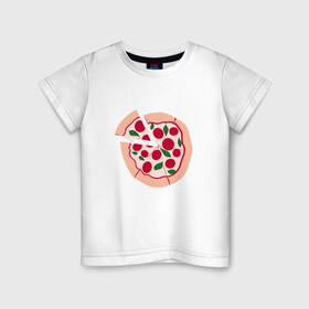 Детская футболка хлопок с принтом пицца и ломтик в Новосибирске, 100% хлопок | круглый вырез горловины, полуприлегающий силуэт, длина до линии бедер | быстро | вкусно | еда | италия | кухня | пицца | тесто