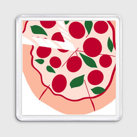 Магнит 55*55 с принтом пицца и ломтик в Новосибирске, Пластик | Размер: 65*65 мм; Размер печати: 55*55 мм | быстро | вкусно | еда | италия | кухня | пицца | тесто