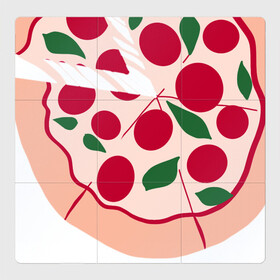 Магнитный плакат 3Х3 с принтом пицца и ломтик в Новосибирске, Полимерный материал с магнитным слоем | 9 деталей размером 9*9 см | быстро | вкусно | еда | италия | кухня | пицца | тесто