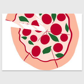 Поздравительная открытка с принтом пицца и ломтик в Новосибирске, 100% бумага | плотность бумаги 280 г/м2, матовая, на обратной стороне линовка и место для марки
 | быстро | вкусно | еда | италия | кухня | пицца | тесто
