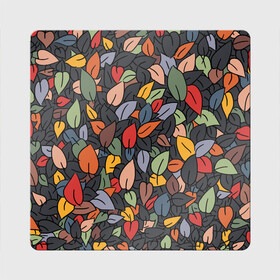 Магнит виниловый Квадрат с принтом Рисованная Осень в Новосибирске, полимерный материал с магнитным слоем | размер 9*9 см, закругленные углы | Тематика изображения на принте: дерево | лес | листок | листопад | листья | осень