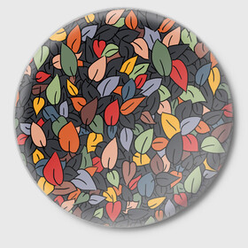 Значок с принтом Рисованная Осень в Новосибирске,  металл | круглая форма, металлическая застежка в виде булавки | Тематика изображения на принте: дерево | лес | листок | листопад | листья | осень