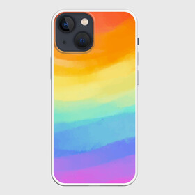 Чехол для iPhone 13 mini с принтом РАДУЖНЫЕ ВОЛНЫ | RAINBOW WAVES (Z) в Новосибирске,  |  | color | paint | rainbow | rainbow waves | waves | волны | краска | радуга | радужная | радужные волны | цветная | яркая