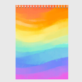 Скетчбук с принтом РАДУЖНЫЕ ВОЛНЫ | RAINBOW WAVES (Z) в Новосибирске, 100% бумага
 | 48 листов, плотность листов — 100 г/м2, плотность картонной обложки — 250 г/м2. Листы скреплены сверху удобной пружинной спиралью | Тематика изображения на принте: color | paint | rainbow | rainbow waves | waves | волны | краска | радуга | радужная | радужные волны | цветная | яркая