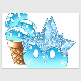 Поздравительная открытка с принтом Мороженко-слайм в Новосибирске, 100% бумага | плотность бумаги 280 г/м2, матовая, на обратной стороне линовка и место для марки
 | арт | вафельный стаканчик | крио | лёд | мороженное | рисунок | слайм | слаймы