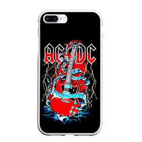 Чехол для iPhone 7Plus/8 Plus матовый с принтом AC/DC гитара  в Новосибирске, Силикон | Область печати: задняя сторона чехла, без боковых панелей | ac dc | acdc | acdc ас дс | angus | back in black | highway to hell | mckinnon | you | австралийская | ангус янг | ас дс | асдс | блюз | в форме | гитара | группа | крис слэйд | метал | молния | музыка | певец | рок | рок н ролл | стиви янг