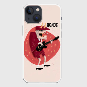 Чехол для iPhone 13 mini с принтом Ангус Янг AC DC в Новосибирске,  |  | ac dc | acdc | acdc ас дс | angus | back in black | highway to hell | mckinnon | you | австралийская | ангус янг | ас дс | асдс | блюз | в форме | гитара | группа | крис слэйд | метал | молния | музыка | певец | рок | рок н ролл | стиви янг