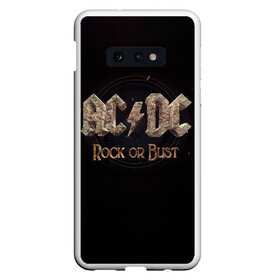 Чехол для Samsung S10E с принтом AC/DC Rock or Bust в Новосибирске, Силикон | Область печати: задняя сторона чехла, без боковых панелей | ac dc | acdc | acdc ас дс | angus young | back in black | highway to hell | mckinno | австралийская | ангус янг | ас дс | асдс | блюз | в форме | гитара | группа | крис слэйд | метал | молния | музыка | певец | рок | рок н ролл | стиви янг