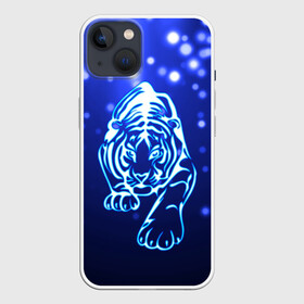 Чехол для iPhone 13 с принтом Неоновый тигр в Новосибирске,  |  | cat | neon | new year | tiger | блеск | восточный гороскоп | год тигра | гороскоп | день рождения | дикие животные | дикий тигр | зверь | злой кот | кот | кошак | кошка | неоновый | новый год | подарок | сила