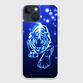 Чехол для iPhone 13 mini с принтом Неоновый тигр в Новосибирске,  |  | cat | neon | new year | tiger | блеск | восточный гороскоп | год тигра | гороскоп | день рождения | дикие животные | дикий тигр | зверь | злой кот | кот | кошак | кошка | неоновый | новый год | подарок | сила