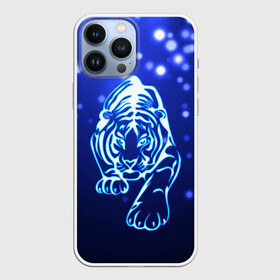 Чехол для iPhone 13 Pro Max с принтом Неоновый тигр в Новосибирске,  |  | cat | neon | new year | tiger | блеск | восточный гороскоп | год тигра | гороскоп | день рождения | дикие животные | дикий тигр | зверь | злой кот | кот | кошак | кошка | неоновый | новый год | подарок | сила