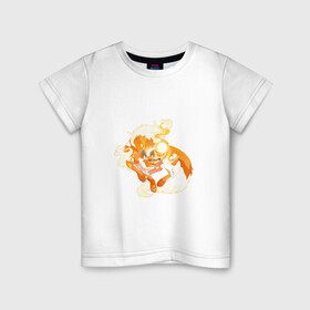 Детская футболка хлопок с принтом Солнечный волк в Новосибирске, 100% хлопок | круглый вырез горловины, полуприлегающий силуэт, длина до линии бедер | арт | волк | искра | огонь | рисунок | солнечный зверь | солнце | фантастический зверь | фантастическое животное