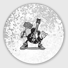 Коврик для мышки круглый с принтом Гитара сэлфи в Новосибирске, резина и полиэстер | круглая форма, изображение наносится на всю лицевую часть | peace | selfi | гитара | мир | рок | рокер | сэлфи | фотка | электрогитара