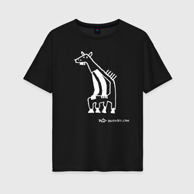 Женская футболка хлопок Oversize с принтом Кенгураф в Новосибирске, 100% хлопок | свободный крой, круглый ворот, спущенный рукав, длина до линии бедер
 | жираф с руками | кенгуру с жирафом