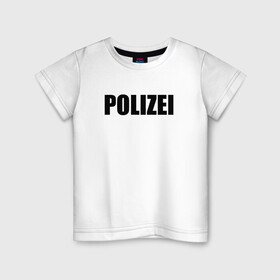 Детская футболка хлопок с принтом POLIZEI Полиция Надпись Черная в Новосибирске, 100% хлопок | круглый вырез горловины, полуприлегающий силуэт, длина до линии бедер | germany | германия | милиция | надпись | немецкая | сила | структуры | чб | швейцария