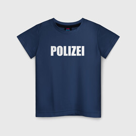 Детская футболка хлопок с принтом POLIZEI Полиция Надпись Белая в Новосибирске, 100% хлопок | круглый вырез горловины, полуприлегающий силуэт, длина до линии бедер | germany | германия | копы | милиция | надпись | немецкая | сила | структуры | чб | швейцария