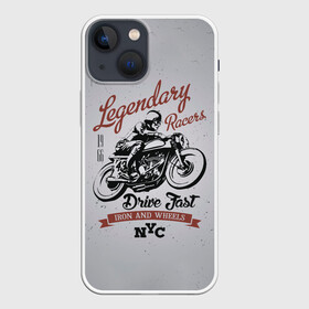 Чехол для iPhone 13 mini с принтом Легендарный гонщик в Новосибирске,  |  | moto | motorcycle | мопеды | мото | мотоцикл | мотоциклист | мотоциклисту | мотоциклисты | мотоцыклы | моцик