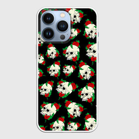 Чехол для iPhone 13 Pro с принтом Черепа и розы   Skull and Roses в Новосибирске,  |  | death | gothic | halloween | horror | roses | skeleton | skillet | skull | готика | готические | жуткий | кости | красные розы | листья | скелет | хеллоуин | хоррор | хэллоуин | цветы | череп | черепа в розах | черепа и розы | черепа с