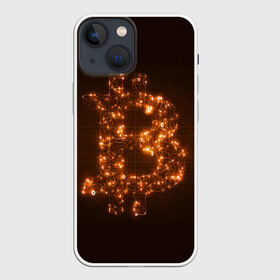 Чехол для iPhone 13 mini с принтом СВЕТЯЩИЙСЯ BITCOIN в Новосибирске,  |  | Тематика изображения на принте: bitcoin | btc | coin | биткоин | биткойн | валюта | деньги | криптовалюта | монета | платёжная система | технология