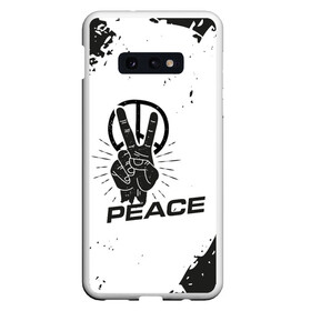 Чехол для Samsung S10E с принтом Peace | Мир (Z) в Новосибирске, Силикон | Область печати: задняя сторона чехла, без боковых панелей | anarchy | hippies | peace | анархизм | анархия | два пальца | знак | знаки | любовь | мир | хиппи