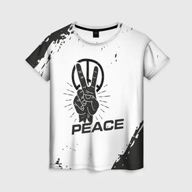 Женская футболка 3D с принтом Peace | Мир (Z) в Новосибирске, 100% полиэфир ( синтетическое хлопкоподобное полотно) | прямой крой, круглый вырез горловины, длина до линии бедер | anarchy | hippies | peace | анархизм | анархия | два пальца | знак | знаки | любовь | мир | хиппи