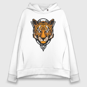 Женское худи Oversize хлопок с принтом Tiger Style в Новосибирске, френч-терри — 70% хлопок, 30% полиэстер. Мягкий теплый начес внутри —100% хлопок | боковые карманы, эластичные манжеты и нижняя кромка, капюшон на магнитной кнопке | 2022 | animal | cat | lion | tiger | год тигра | животные | зубы | кот | кошка | лев | охотник | полосатый | природа | тигр | тигренок | тигрица | хищник