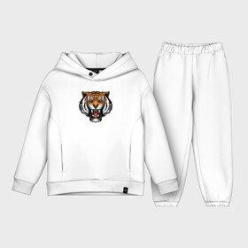 Детский костюм хлопок Oversize с принтом Angry Tiger в Новосибирске,  |  | Тематика изображения на принте: 2022 | animal | cat | lion | tiger | год тигра | животные | зубы | кот | кошка | лев | охотник | полосатый | природа | тигр | тигренок | тигрица | хищник