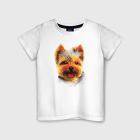 Детская футболка хлопок с принтом Йорк собака акварельная в Новосибирске, 100% хлопок | круглый вырез горловины, полуприлегающий силуэт, длина до линии бедер | animal | art | artistic | brown | cute | dog | redhead | watercolor | york | акварельная | арт | домашний | животное | йорк | коричневый | милая | рыжий | собака | художественная