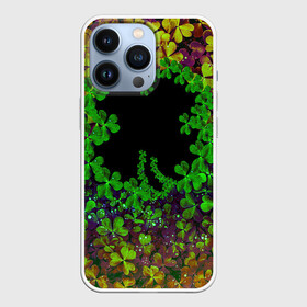 Чехол для iPhone 13 Pro с принтом Четырехлистный Клевер в Новосибирске,  |  | four leaf clover | green clover | зеленый клевер | лепестки клевера плавают | лепестки клевера собирают один большой | растение клевер | четырехлистник | четырехлистный клевер