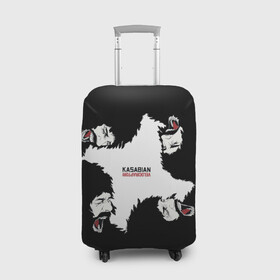 Чехол для чемодана 3D с принтом KASABIAN в Новосибирске, 86% полиэфир, 14% спандекс | двустороннее нанесение принта, прорези для ручек и колес | alternative | british | england | gringe | indy | kasabian | rock | альтернатива | англия | британия | инди | касабиан | музыка | рок | фолк