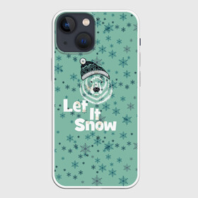 Чехол для iPhone 13 mini с принтом Зима снежинки в Новосибирске,  |  | let it snow | зима | идёт снег | медведь | метель | нг | новый год | рождество | снег | снегопад | снежинки