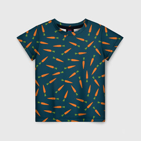 Детская футболка 3D с принтом Морковки паттерн в Новосибирске, 100% гипоаллергенный полиэфир | прямой крой, круглый вырез горловины, длина до линии бедер, чуть спущенное плечо, ткань немного тянется | Тематика изображения на принте: carrot | веган | вегетарианец | еда | зож | морковка | морковки | паттерн | правильное питание | темный принт
