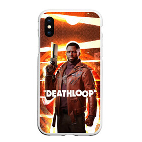 Чехол для iPhone XS Max матовый с принтом Кольт Ван Deathloop в Новосибирске, Силикон | Область печати: задняя сторона чехла, без боковых панелей | bethesda | colt vahn | deathloop | games | gun | julianna 