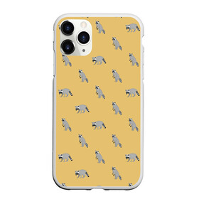 Чехол для iPhone 11 Pro Max матовый с принтом Еноты паттерн в Новосибирске, Силикон |  | pattern | raccoons | еноты | забавные животные | звери | кремовый | охра | охристый | паттерн | песочный цвет | светло желтый
