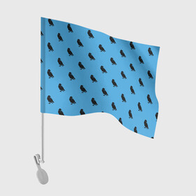 Флаг для автомобиля с принтом Вороны паттерн в Новосибирске, 100% полиэстер | Размер: 30*21 см | вороны | городская птица | паттерн | птицы | силуэт | синий цвет | черный ворон