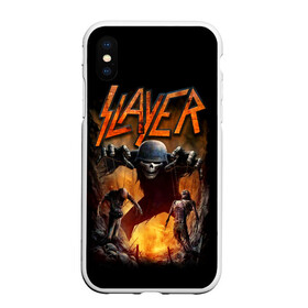 Чехол для iPhone XS Max матовый с принтом Slayer в Новосибирске, Силикон | Область печати: задняя сторона чехла, без боковых панелей | metal | slayer | группы | метал | музыка | рок | трэш метал