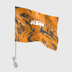 Флаг для автомобиля с принтом KTM | КТМ (Z) в Новосибирске, 100% полиэстер | Размер: 30*21 см | enduro | grange | ktm | moto | moto sport | motocycle | sportmotorcycle | гранж | ктм | мото | мото спорт | мотоспорт | спорт мото