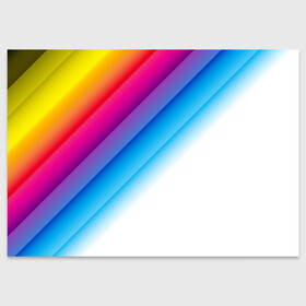 Поздравительная открытка с принтом РАДУЖНЫЕ ПОЛОСЫ | RAINBOW (Z) в Новосибирске, 100% бумага | плотность бумаги 280 г/м2, матовая, на обратной стороне линовка и место для марки
 | Тематика изображения на принте: abstraction | colors | geometry | lines | paints | rainbow | stripes | texture | абстракция | краски | полосы | радуга | радужные полосы | текстура
