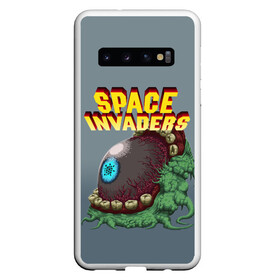 Чехол для Samsung Galaxy S10 с принтом Boss | Space Invaders | Old game (Z) в Новосибирске, Силикон | Область печати: задняя сторона чехла, без боковых панелей | boss | dendy | invaders | nintendo | shootem up | space invaders | денди | захватчики | космические захватчики | су имбэ | чужаки